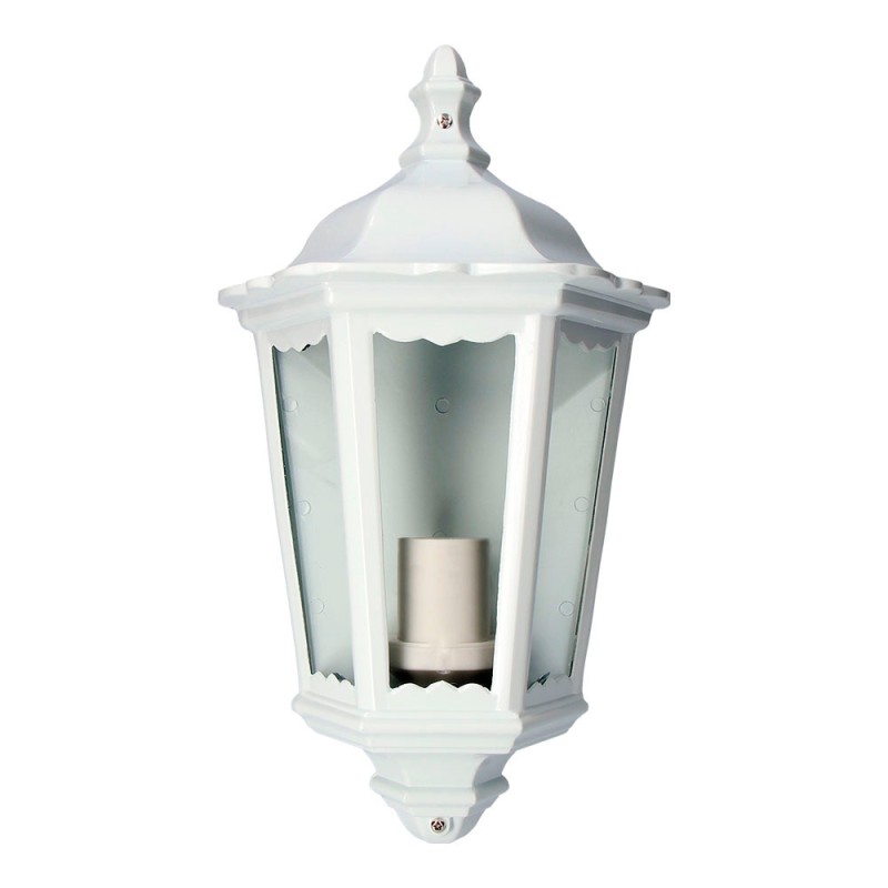 Aplique exterior milan de aluminio y cristal e27 100 w sin bombilla, color blanco, luz hacia arriba