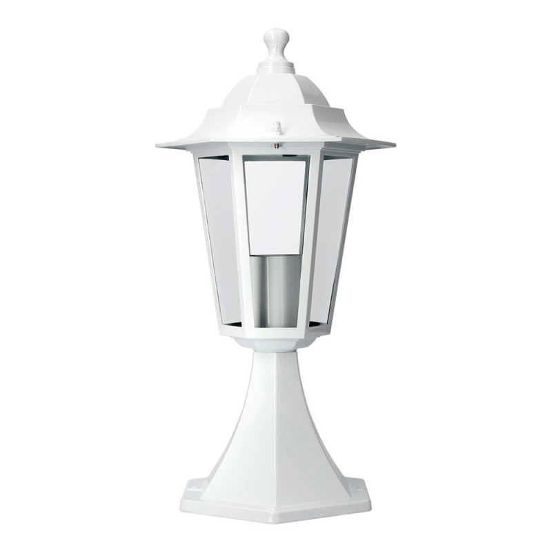 Aplique exterior zurich de aluminio y cristal e27 60 w sin bombilla, color blanco, pedestal
