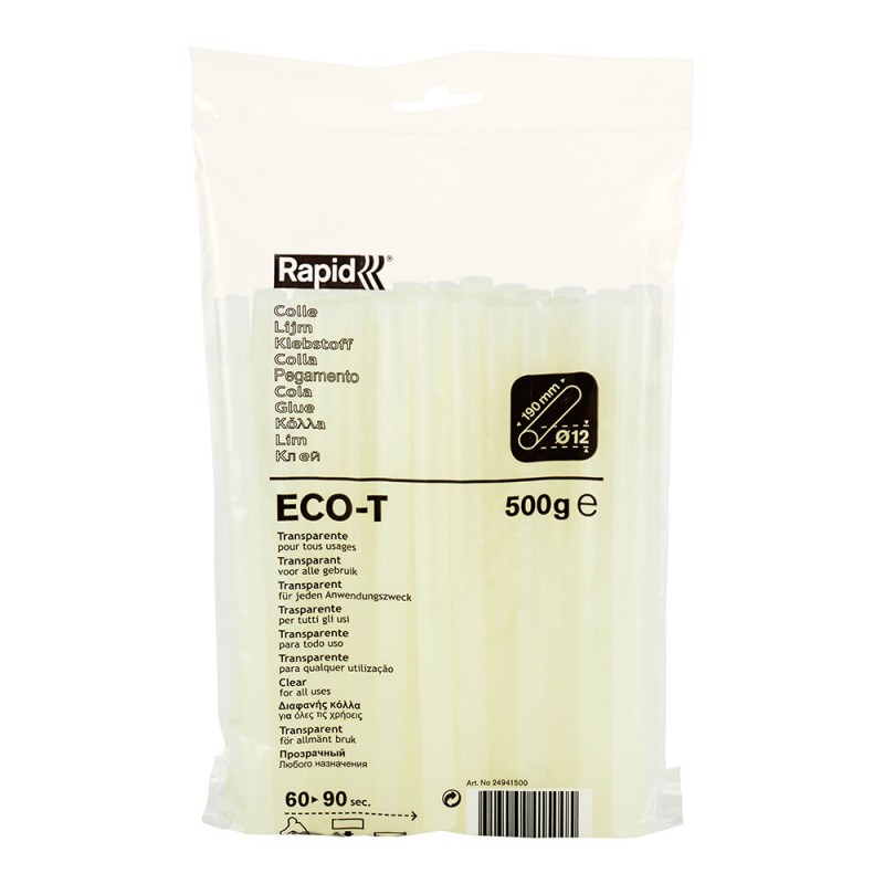 Barra de cola termofusible eco t, transparente, ø12 x 190 mm, 500 g