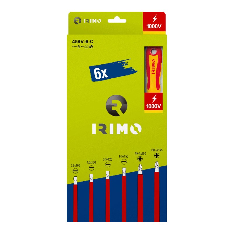 Destornilladores 1000v 4 planos, 2 ph, caja cartón, 6 piezas