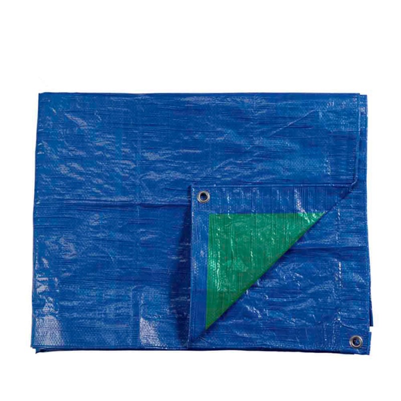 Toldo polietileno de doble cara color azul/verde, densidad 90 g / m, 6 x 10 m