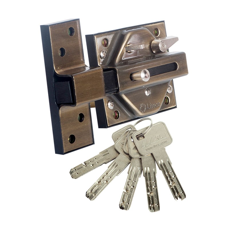 Cerrojo alta seguridad 7930r acabado bronce ingles 97930rbi lince