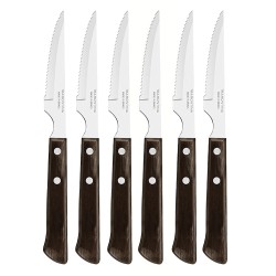 Cuchillos de asado polywood castaño 10,16 cm 6 uds