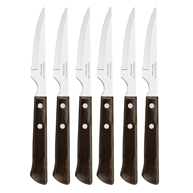 Cuchillos de asado polywood castaño 10,16 cm 6 uds
