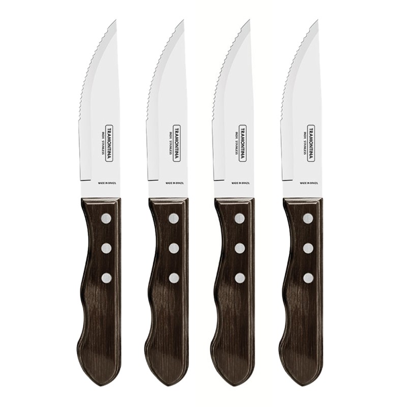 Cuchillos de asado jumbo polywood castaño 12,7 cm 4 uds