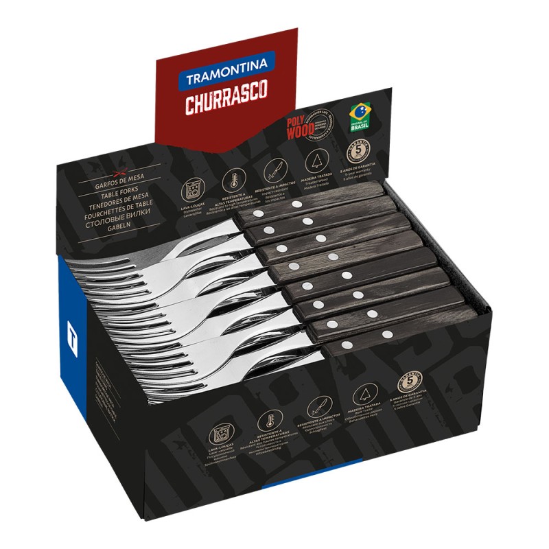 Tenedores de mesa polywood castaño expositor 60 uds