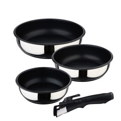 Set 3 sartenes acero inoxidable click & cook ø18 / ø20 / ø24 cm