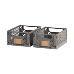 Caja almacenaje plegable gris 25 x 16,5 x 10 cm set 2 piezas