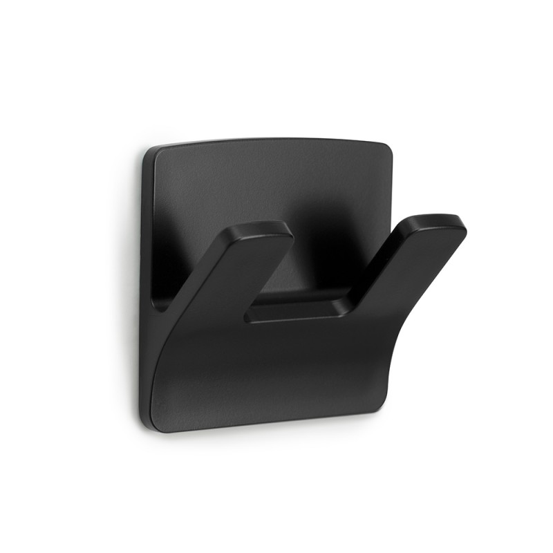 Colgador resistente al agua modelo rama doble negro mate (blister)