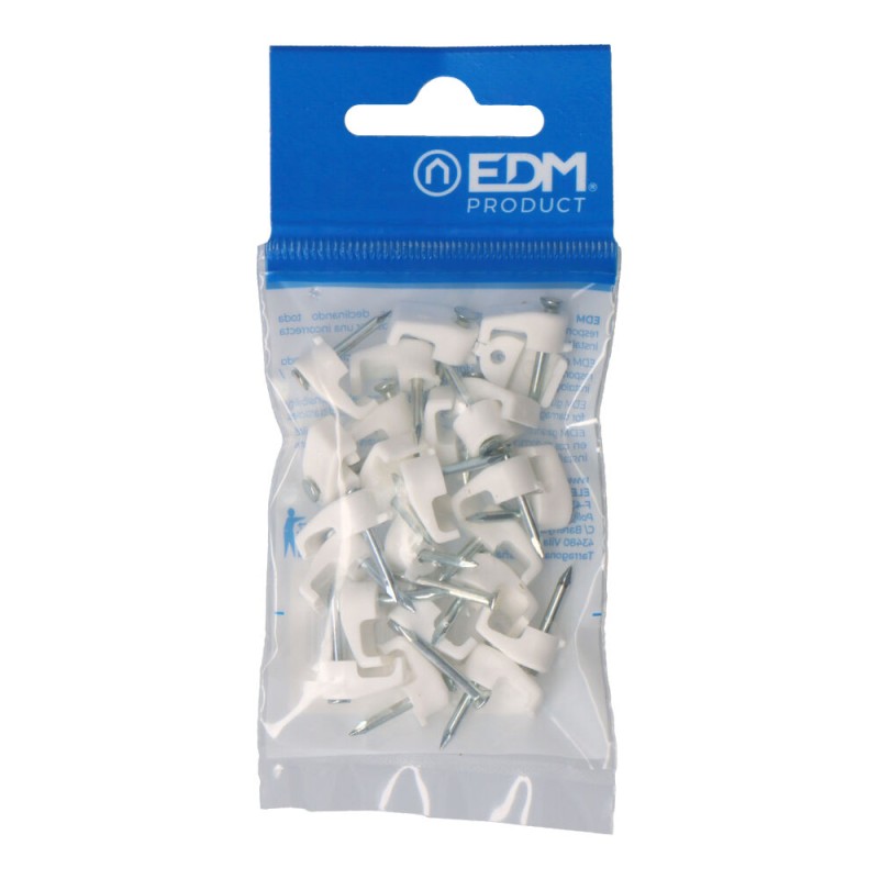 Grapa para cable manguera plana 2 x 1,5 mm n°01, blanca, blister 25 uds