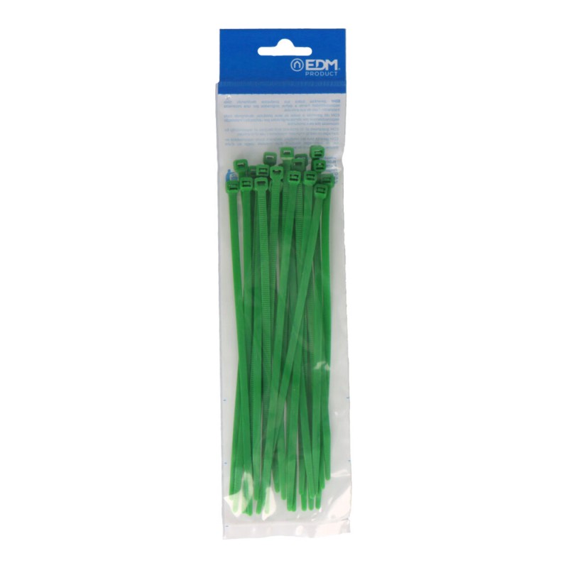 Bridas verdes 4,6 x 200 mm nylon alta calidad (bolsa 25 unid.)