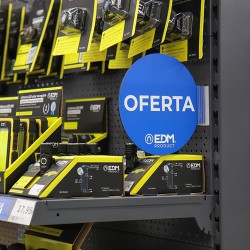 Display promoción módulo castellano "oferta" edm ø 20cm. contiene soporte adhesivo 02942.