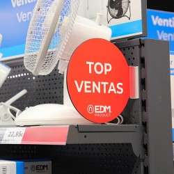 Display promoción módulo castellano "top ventas" edm ø 20cm. contiene soporte adhesivo 02942.