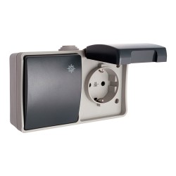 Conmutador + base t/tl 16 a 250 v ip44