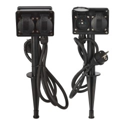 Estaca de jardín con 4 enchufes 2+2, ip44. fx control.