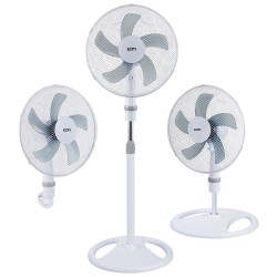 Ventilador 3 en 1, blanco, potencia 45w, aspas ø40 cm, altura regulable 107-133 cm