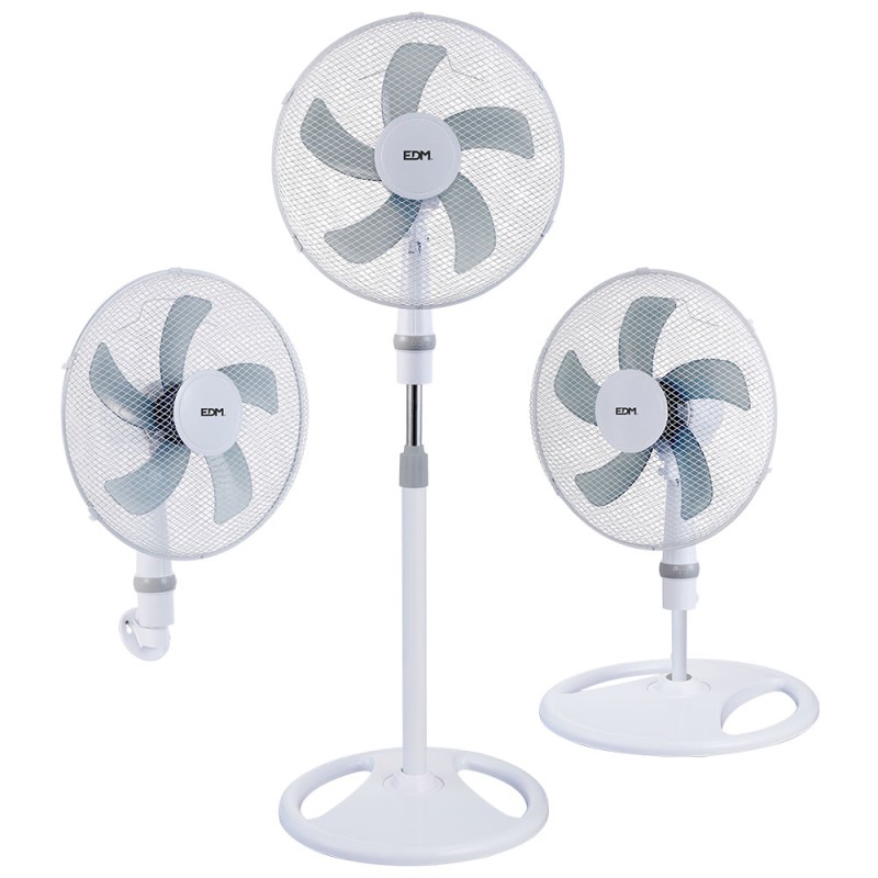 Ventilador 3 en 1, blanco, potencia 45w, aspas ø40 cm, altura regulable 107-133 cm