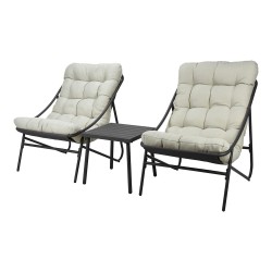 Conjunto jardin 3 piezas metal antracita + cojines.