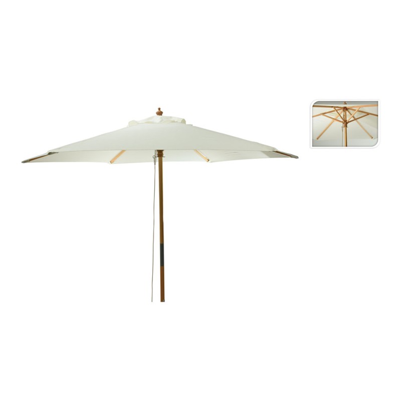 Parasol con mango de madera ø2,6 x 2,2 m