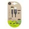 Cable nylon usb-a a micro usb 1m negro