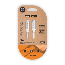 Cable nylon usb-c a usb-c 1m blanco