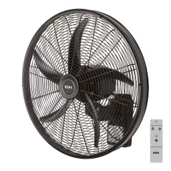 Ventilador pared mando a distancia, negro, potencia 100 w 64,7 db aspas ø45 cm