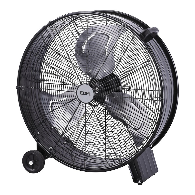 Ventilador industrial de suelo, con ruedas, negro 180 w 59,8 db ø65 cm