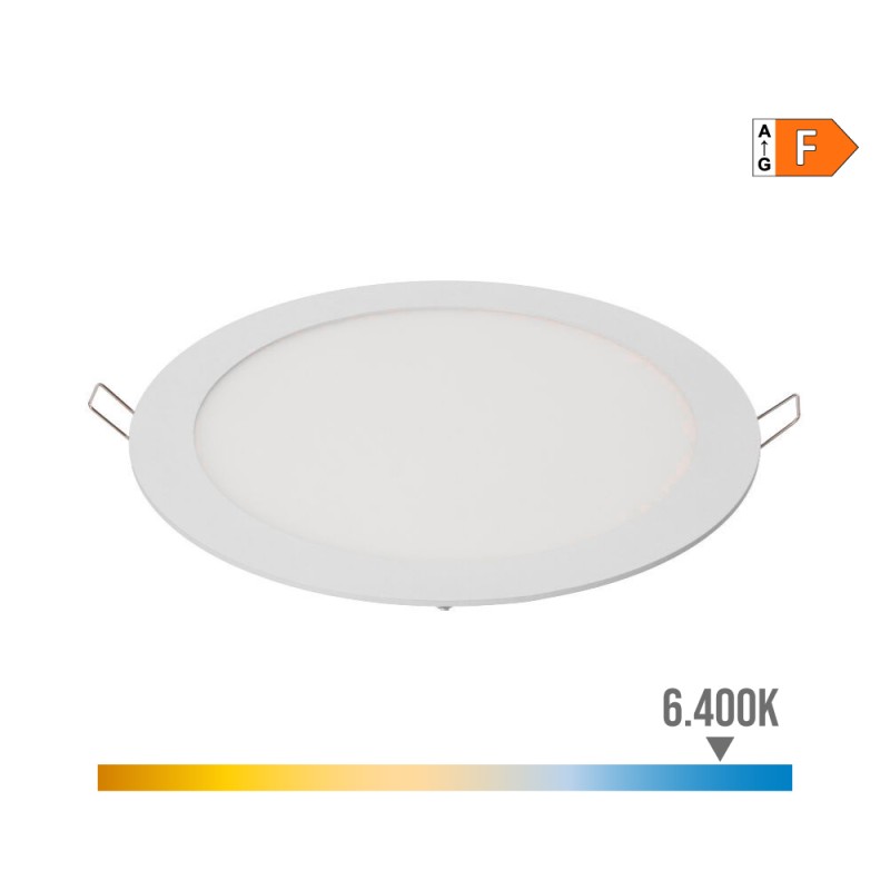 Downlight led empotrable redondo 20 w luz fria 6400 k 1500 lm blanco ø22,5 cm