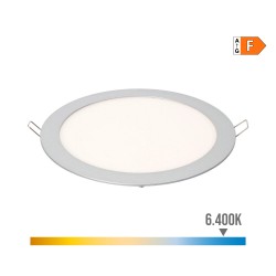 Downlight led empotrable redondo 20 w luz fria 6400 k 1500 lm cromado ø22,5 cm