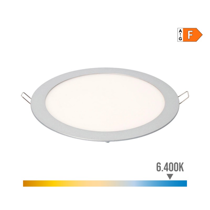 Downlight led empotrable redondo 20 w luz fria 6400 k 1500 lm cromado ø22,5 cm