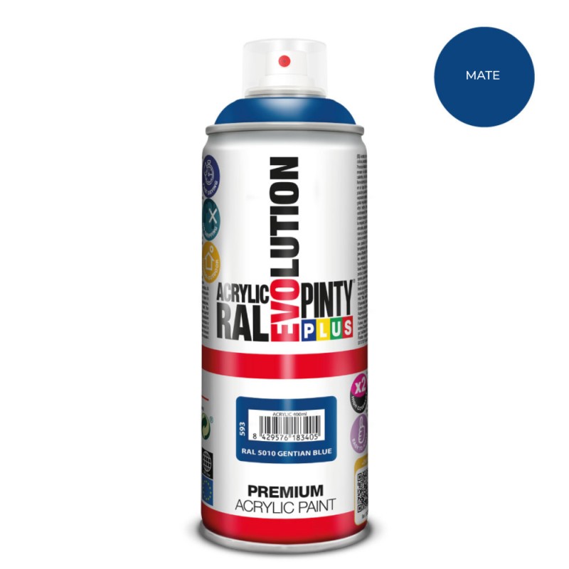 Pintura acrílica spray evolution 520 cc ral 5010 matt gentian blue 300 g