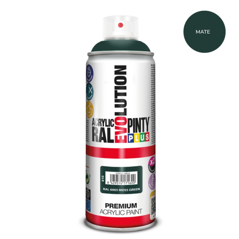 Pintura acrílica spray evolution 520 cc ral 6005 matt moss green 300 g
