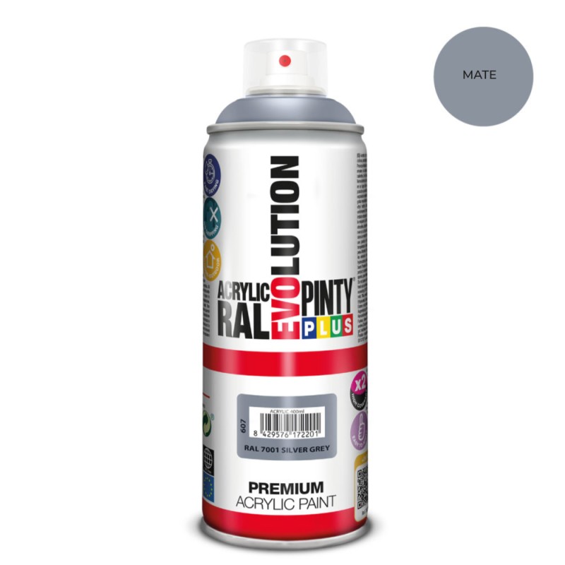 Pintura acrílica spray evolution 520 cc ral 7001 matt silver grey 300 g