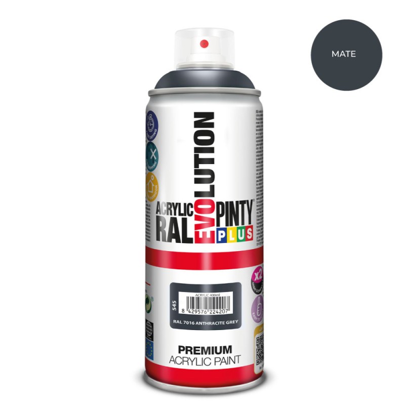 Pintura acrílica spray evolution 520 cc ral 7016 matt anthracite grey 300 g