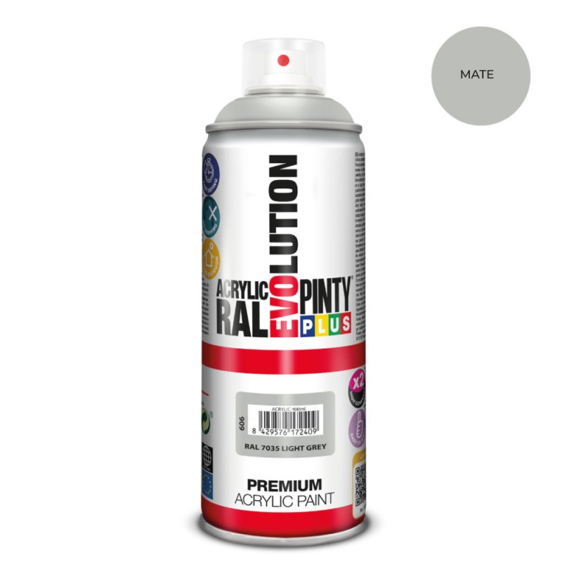 Pintura acrílica spray evolution 520 cc ral 7035 matt light grey 300 g