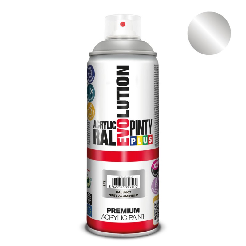 Pintura acrílica spray evolution 520 cc ral 9007 grey aluminium