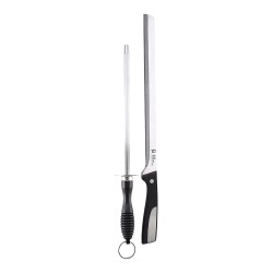 Juego de 2 piezas cuchillos jamonero + chaira acero inox sg-4362