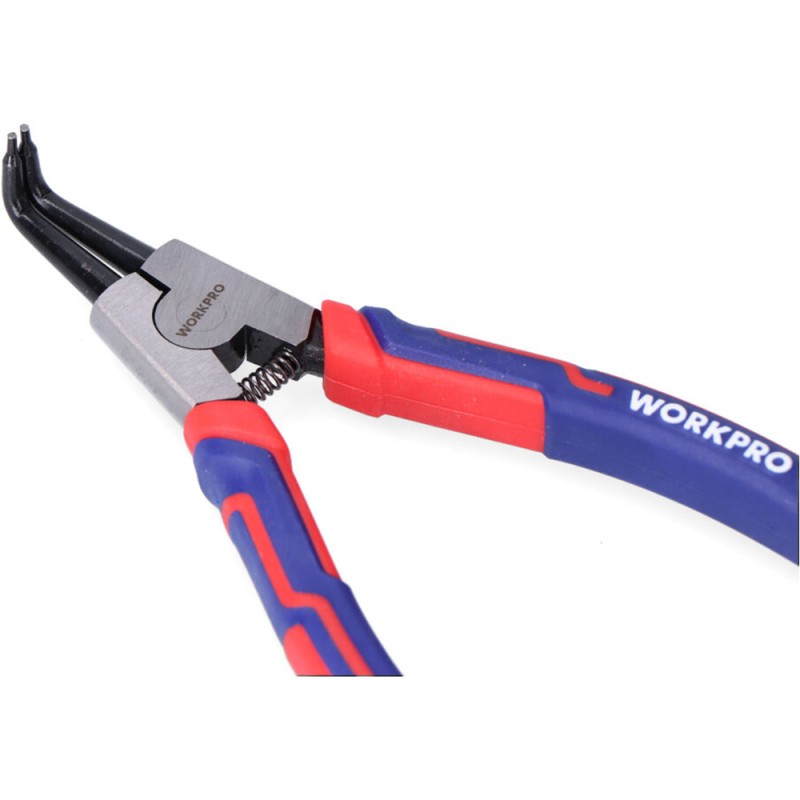 Alicates curvos 90° arandelas pro, retención interior, 180 mm