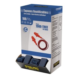 Expositor 100u tapon auditivo fit basic reutilizable con cordón snr 25 db con cajita de almacenamiento. 1988trcen/u