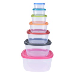 Set 7 fiambreras de plástico con tapa de colores