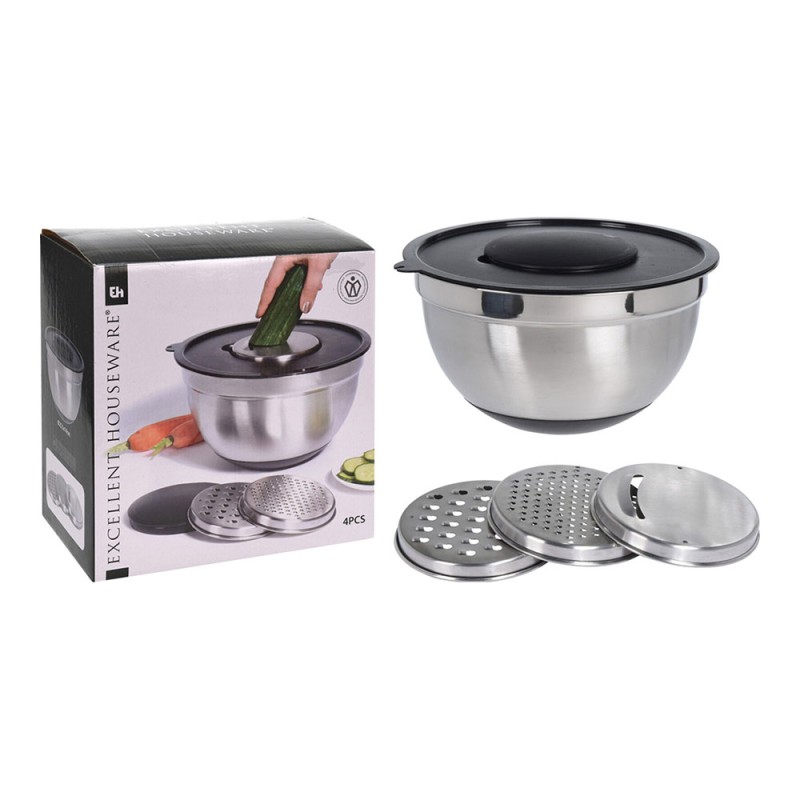 Ensaladera + 3 rallador 25 x 25 x 14 cm