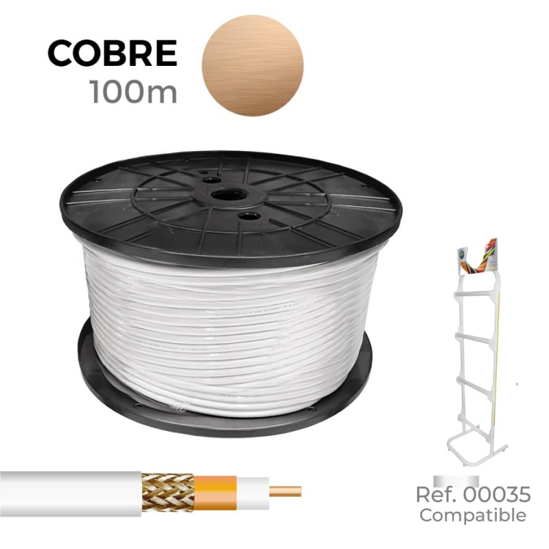 Cable coaxial apantallado rg6 cobre 100% euro/m