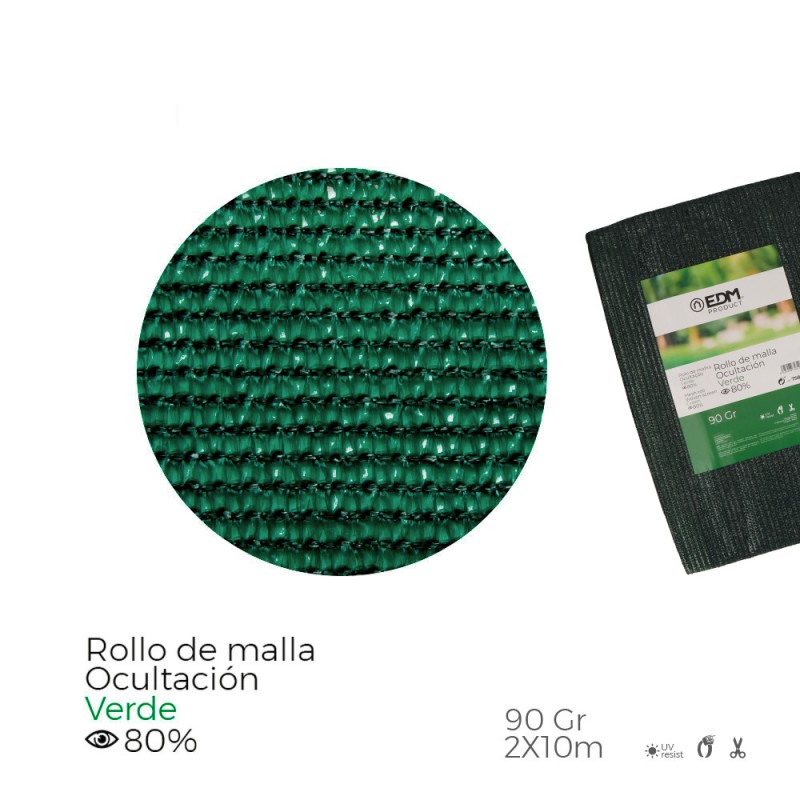 Malla de ocultación color verde 90g 2x10m