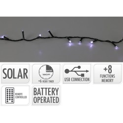 Guirnalda led solar 240 leds 13 funciones parpadeante exterior blanco frio cable verde 10 m
