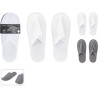 Pantuflas rizo, blancas/grises, poliester, tallas s/m y l/xl