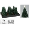 Vela de cera led efecto llama con forma de abeto, verde oscura, 19 cm