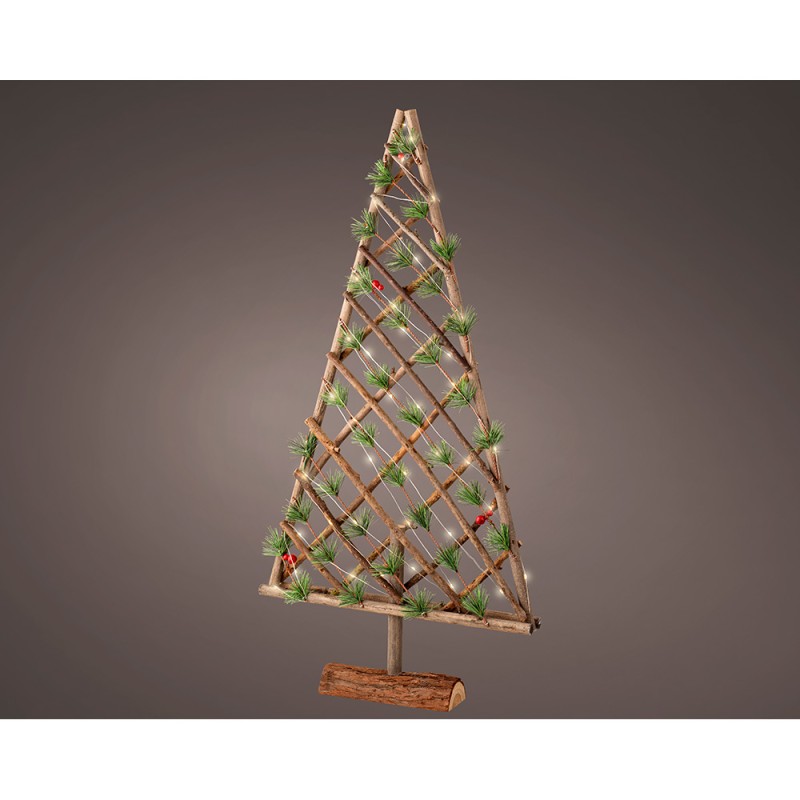 Árbol decorativo microled de madera, 80 cm