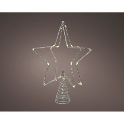 Adorno estrella 3d para árbol navidad, plateada, 20 led, 20 x 5,5 x 25,5 cm
