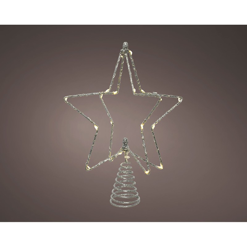 Adorno estrella 3d para árbol navidad, plateada, 20 led, 20 x 5,5 x 25,5 cm