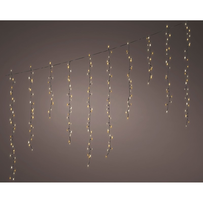 Cortina led parpadeante, 256 leds, 375x60cm blanco cálido.